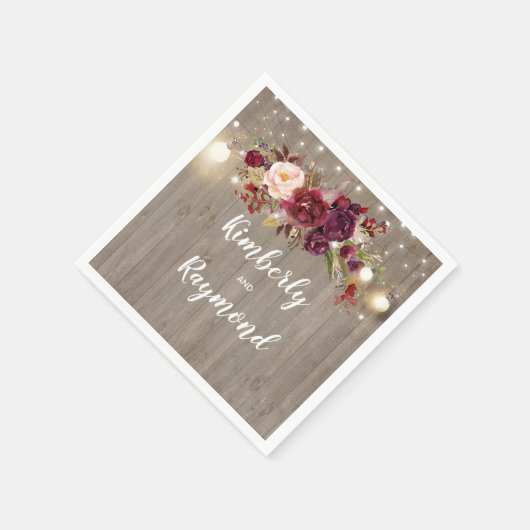 Burgundy Floral Rustic Servet (Hoek)