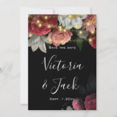 Burgundy Floral Rustic string lig save the dates Kaart (Voorkant)