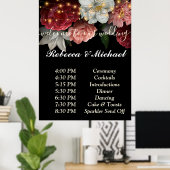 Burgundy Floral Rustic string ligOrder of Events Poster (Thuiskantoor)