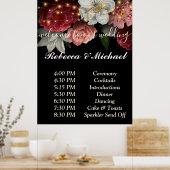 Burgundy Floral Rustic string ligOrder of Events Poster (Keuken)