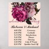 Burgundy Floral Rustic string ligOrder of Events Poster (Voorkant)