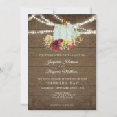 Burgundy Floral Rustic Twinkle Wood met Blue Pumpk Kaart (Voorkant)