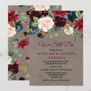 Burgundy Floral Rustic Vow Renewal nog steeds niet Kaart