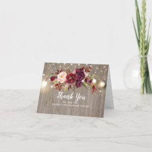 Burgundy Floral Rustic Wedding Bedankt