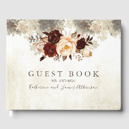 Burgundy Floral Rustic Wedding Gastenboek