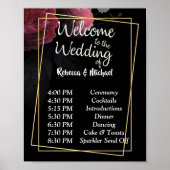 Burgundy Floral Rustic Wedding Order of Events P Poster (Voorkant)