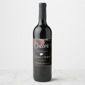 Burgundy Floral Rustic Wijn Etiket (Voorkant)