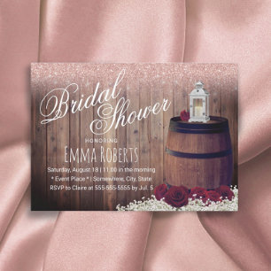 Burgundy Floral Rustic Wine Barrel Vrijgezellenfee Kaart