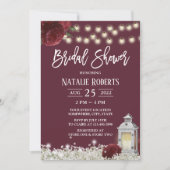 Burgundy Floral Rustic Wood Lantern Vrijgezellenfe Kaart (Voorkant)