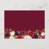 Burgundy Floral Rustic Wood Wedding Details Informatiekaartje (Achterkant)
