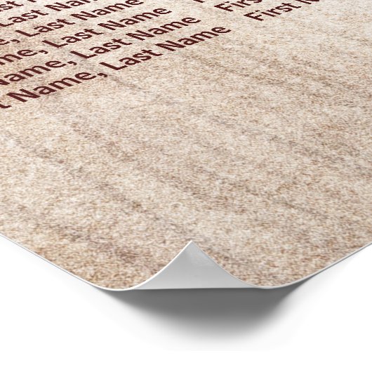 Burgundy Floral Rustic Wood Wedding Seding Chart Poster (Hoek)