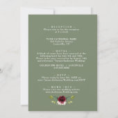 Burgundy Floral Sage Green All In One Wedding Kaart (Achterkant)