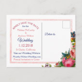 Burgundy Floral Save the Date Briefkaart (Achterkant)