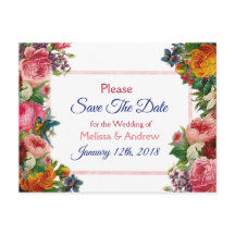 Burgundy Floral Save the Date Briefkaart