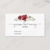 Burgundy floral schat hoeveel kisses brudal game informatiekaartje (Voorkant)