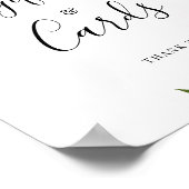 Burgundy Floral Script Dusty Blue Gifts en Kaarten Poster (Hoek)