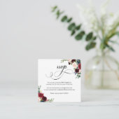 Burgundy Floral Script QR Code Wedding RSVP Kaart (Staand voorkant)