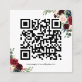 Burgundy Floral Script QR Code Wedding RSVP Kaart (Achterkant)