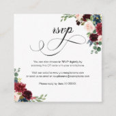 Burgundy Floral Script QR Code Wedding RSVP Kaart (Voorkant)