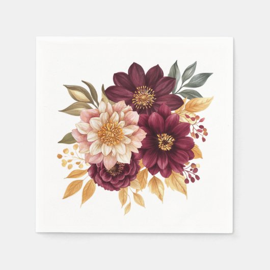 Burgundy Floral Servet (Voorkant)