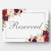 Burgundy Floral Silver Gereserveerd 5x7 Tabel Fotoplaat (voorkant)