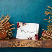 Burgundy Floral Silver Gereserveerd 5x7 Tabel Fotoplaat (Zijkant)