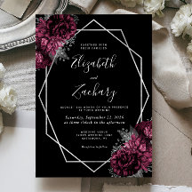 Burgundy Floral Silver Lijst Black Wedding