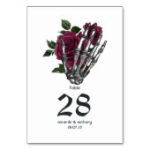 Burgundy Floral Skeleton Gothic Wedding Kaart (Voorkant)