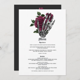 Burgundy Floral Skeleton Gothic Wedding Menu