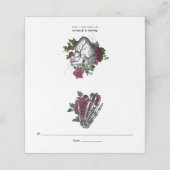 Burgundy Floral Skeleton Gothic Wedding Plaatskaartje (Buitenkant ongevouwen)