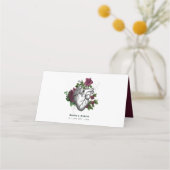 Burgundy Floral Skeleton Gothic Wedding Plaatskaartje (Achterkant)