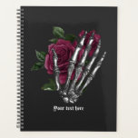 Burgundy Floral Skeleton Gothic Wedding Planner<br><div class="desc">Whimsical gothic bordeaux bloemenskelet hand en hart bruiloft planner aanpasbaar aan uw event details.</div>