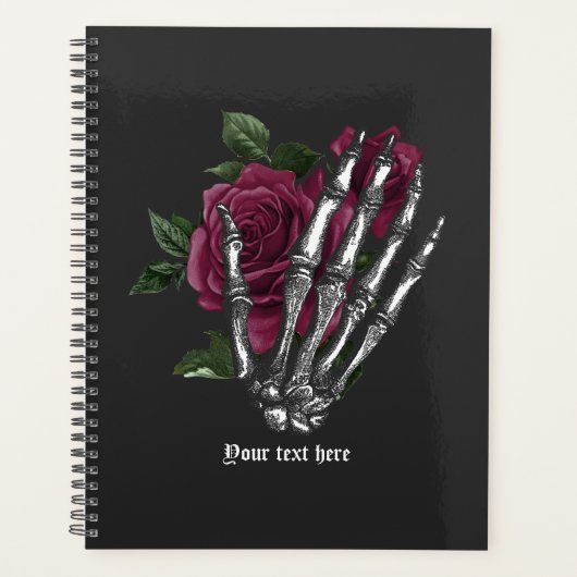 Burgundy Floral Skeleton Gothic Wedding Planner (Voorkant)