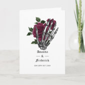 Burgundy Floral Skeleton Gothic Wedding Programma (Voorkant)