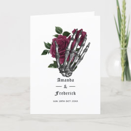 Burgundy Floral Skeleton Gothic Wedding Programma
