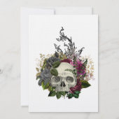 Burgundy Floral Skull Halloween Gothic Wedding Inv Kaart (Achterkant)