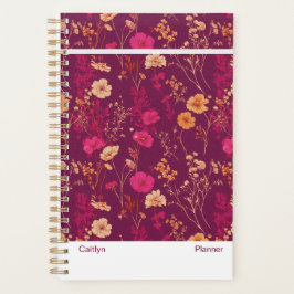 Burgundy Floral Small Planner
