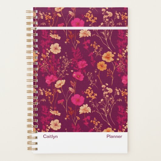 Burgundy Floral Small Planner (Voorkant)