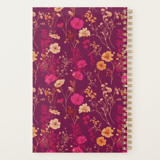 Burgundy Floral Small Planner (Achterkant)
