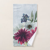 Burgundy Floral Splash op Grey Handdoek (Handdoek)