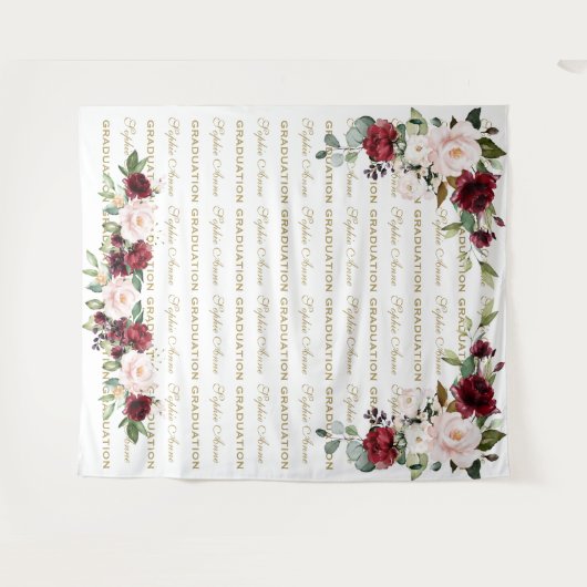 Burgundy Floral Step & Repeate Afstuderen Backdrop Wandkleed (Voorkant (horizontaal))