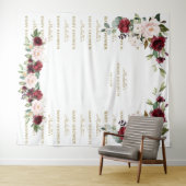 Burgundy Floral Step & Repeate Baby shower Backdro Wandkleed (In Situ (horizontaal))