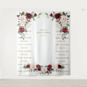 Burgundy Floral Step & Repeate Baby shower Backdro Wandkleed (Voorkant)
