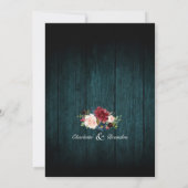 Burgundy Floral String licht Mason Jar Wedding Kaart (Achterkant)