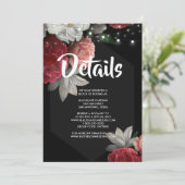 Burgundy floral string light Invitation Kaart (Staand voorkant)