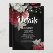 Burgundy floral string light Invitation Kaart (Voorkant / Achterkant)