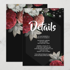 Burgundy floral string light Invitation Kaart