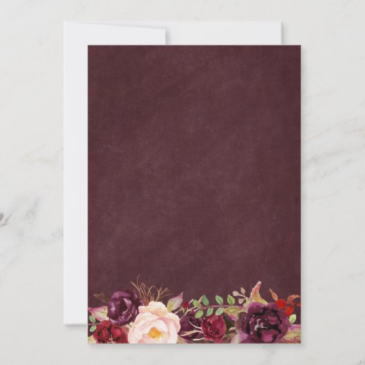 Burgundy Floral String Light Lace Graduparty Kaart (Achterkant)