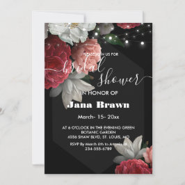 Burgundy floral string light Vrijgezellenfeest Kaart
