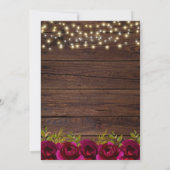Burgundy Floral String Lights Wood 21st Birthday Kaart (Achterkant)